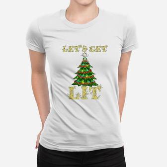 Lets Get Lit Drinking Funny Christmas Ladies Tee - Seseable