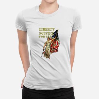 Liberty And Justice For All Us Flag Ladies Tee - Seseable