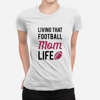 Living That Football Mom Life Athletic Gray Ladies Tee - Seseable