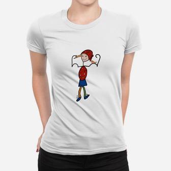 Lustiges Kinder-Held Frauen Tshirt mit Superkraft-Motiv in Rot und Blau - Seseable