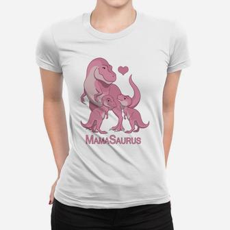 Mamasaurus Trex Mommy Twin Baby Girl Dinosaurs Ladies Tee - Seseable