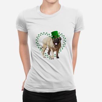 Mastiff Heart Paw Leprechaun Hat Irish St Patricks Day Gift For Dog Lovers Ladies Tee - Seseable