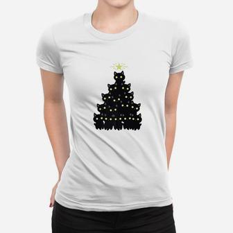 Merry Catmas Christmas Black Cat Funny Holiday Ladies Tee - Seseable