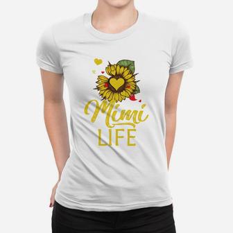 Mothers Day Sunflower Heart Mimi Life Gift Ladies Tee - Seseable