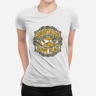 Mountains Are My Happy Place Cool Vintage Hiking Camping Ladies Tee - Seseable