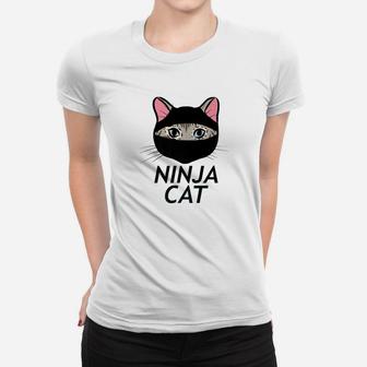 Ninja Cat Night Kitty Shadow Kitten Masked Meow Cat Ladies Tee - Seseable