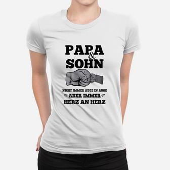 Papa & Sohn Handabdruck Frauen Tshirt, Herz an Herz Design - Seseable