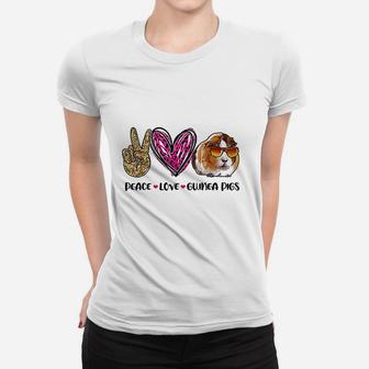 Peace Love Guinea Pigs Gift For Guinea Pigs Lover Ladies Tee - Seseable
