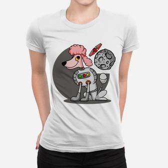 Pink Dog Astronaut Cute Cartoon Dog Galaxy Space Women T-shirt - Seseable