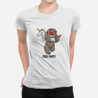 Pool Party Sloth Unicorn Float Funny Sloth Gifts Kids Ladies Tee - Seseable