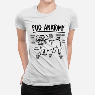 Pug Anatomy Dog Lover Breed Diagram Vintage Tee Gifts Ladies Tee - Seseable