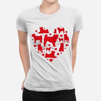 Pug Dog Valentines Day Hear Mom Pet Lover Gift Ladies Tee - Seseable