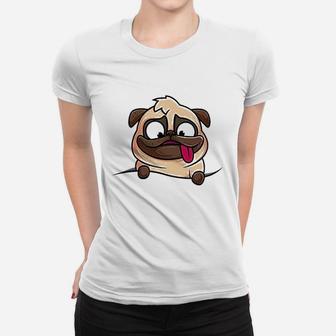 Pug Puppy Dog Lover Gift Cartoon Cute Animal Ladies Tee - Seseable