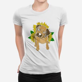 Puggle And Sunflowers Dog Lover Gifts For Women And Girls Ladies Tee - Seseable