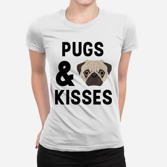 Pugs And Kisses Hugs Funny Valentines Day Gift Ladies Tee - Seseable