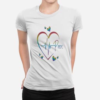 Rainbow Heartbeat Lgbt Pride T-shirt, Gay Pride Shirt Ladies Tee - Seseable