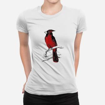 Red Cardinal Bird Love Bird Watching Vintage Ladies Tee - Seseable