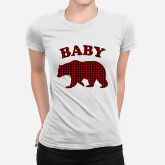 Red Plaid Baby Bear Buffalo Family Pajama Ladies Tee - Seseable