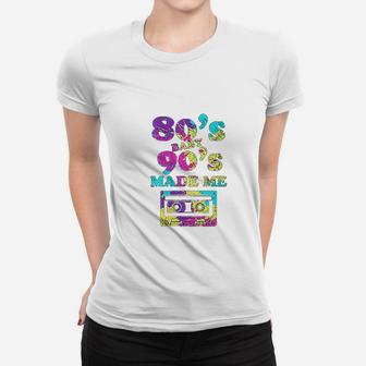 Retro 80s Baby 90s Made Me Vintage Graphic Cassette Ladies Tee - Seseable
