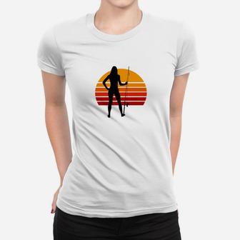 Retro Gitarrenspieler Silhouette Frauen Tshirt, Sonnenuntergang Design - Seseable