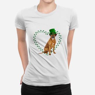 Rhodesian Ridgeback Heart Paw Leprechaun Hat Irish St Patricks Day Gift For Dog Lovers Ladies Tee - Seseable