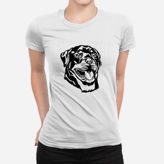 Rottweiler Dog Face Graphic Ladies Tee - Seseable