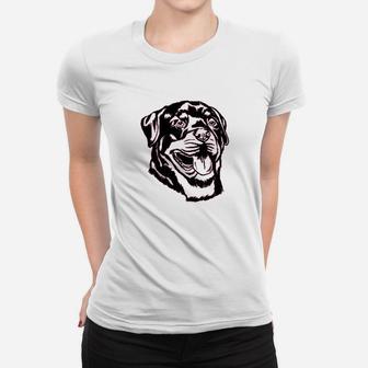 Rottweiler Dog Face Graphics Ladies Tee - Seseable