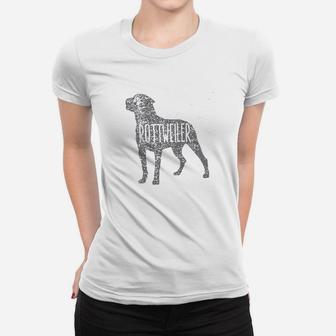 Rottweiler Dog Silhouette Relaxed Ladies Tee - Seseable
