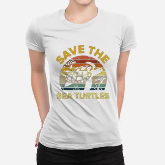 Save Sea Turtle Lover Vintage Skip A Straw Ocean Gift Ladies Tee - Seseable