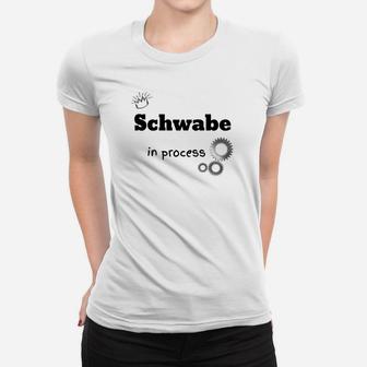 Schwabe in Process Frauen Tshirt, Lustiges Schwaben-Motiv mit Zahnrädern - Seseable