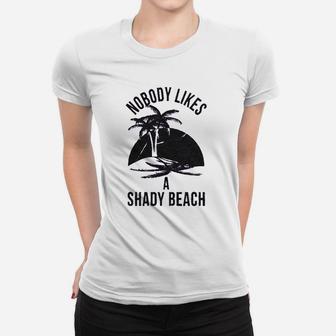 Shady Beach Funny Cute Vacation Vintage Ladies Tee - Seseable