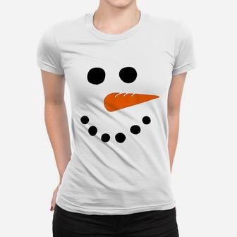 Snowman Face Carrot Nose Christmas Ladies Tee - Seseable