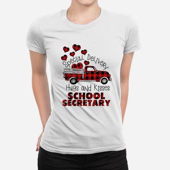 Special Delivery Hug And Kisses School Secretary Ladies Tee - Seseable