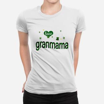 St Patricks Day Cute Shamrock I Love Being Granmama Heart Family Gifts Ladies Tee - Seseable