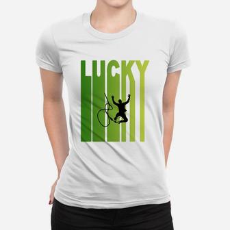 St Patricks Day Lucky Bungee Jumping Funny Sport Lovers Gift Ladies Tee - Seseable