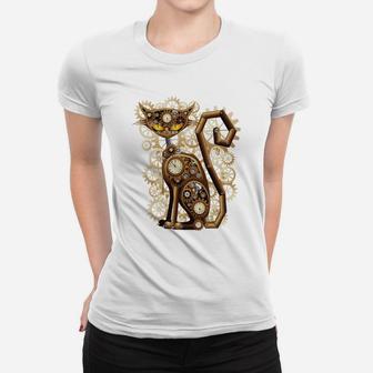 Steampunk Cat Vintage Copper Toy Shirt Ladies Tee - Seseable