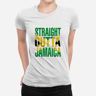 Straight Outta Jamaica Gift Flag Pride T-shirt Ladies Tee - Seseable