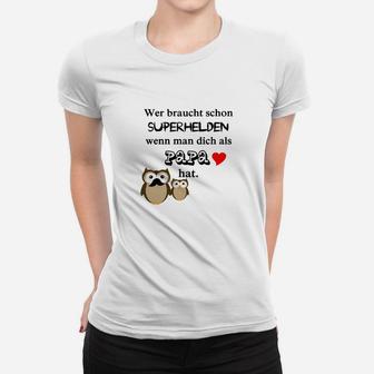 Superheld Papa Frauen Tshirt mit Comic Eulen Design, Lustiges Vatertag Tee - Seseable
