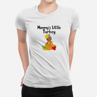 Thanksgiving Mommys Little Turkey Cute Fall Ladies Tee - Seseable