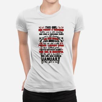 This Girl Has Fought A Thousand Battles Was Born In January Biology Pun Ladies Tee - Seseable