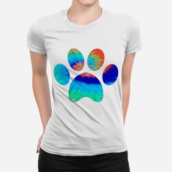 Tie Dye Animal Cat Dog Paw Print Pet Lover Gift Ladies Tee - Seseable