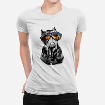 Top Bulldog With Sunglasses Humorous Ladies Tee - Seseable