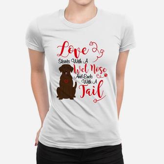 Valentines Day Dog Lover Chocolate Lab Labrador Ladies Tee - Seseable