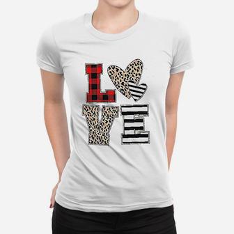 Valentines Day Love Heart Valentines Sequins Heart Love Ladies Tee - Seseable
