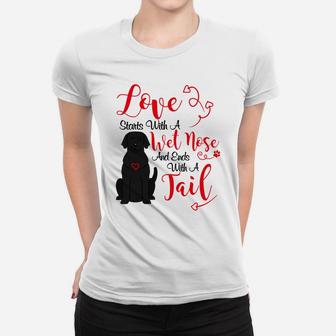 Valentines Day Love My Dog Black Lab Labrador Dog Ladies Tee - Seseable