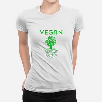 Vegan Tree Roots Green Vegetarian Love Mother Earth Organic Ladies Tee - Seseable