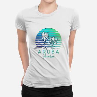 Vintage Aruba Beach Tropical Vibes Vacation Souvenir Gift Ladies Tee - Seseable