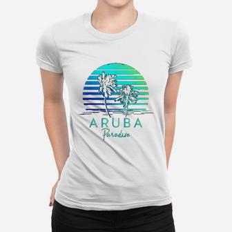 Vintage Aruba Beach Tropical Vibes Vacation Souvenir Gift Ladies Tee - Seseable