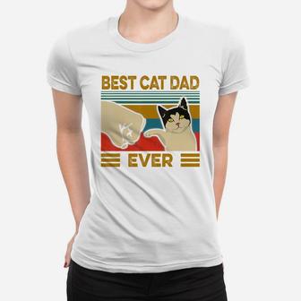 Vintage Best Cat Dad Ever Bump Fit Ladies Tee - Seseable