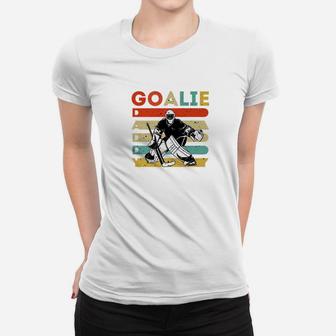 Vintage Ice Hockey Goalie Daddy Father Day Hockey Gifts Premium Ladies Tee - Seseable
